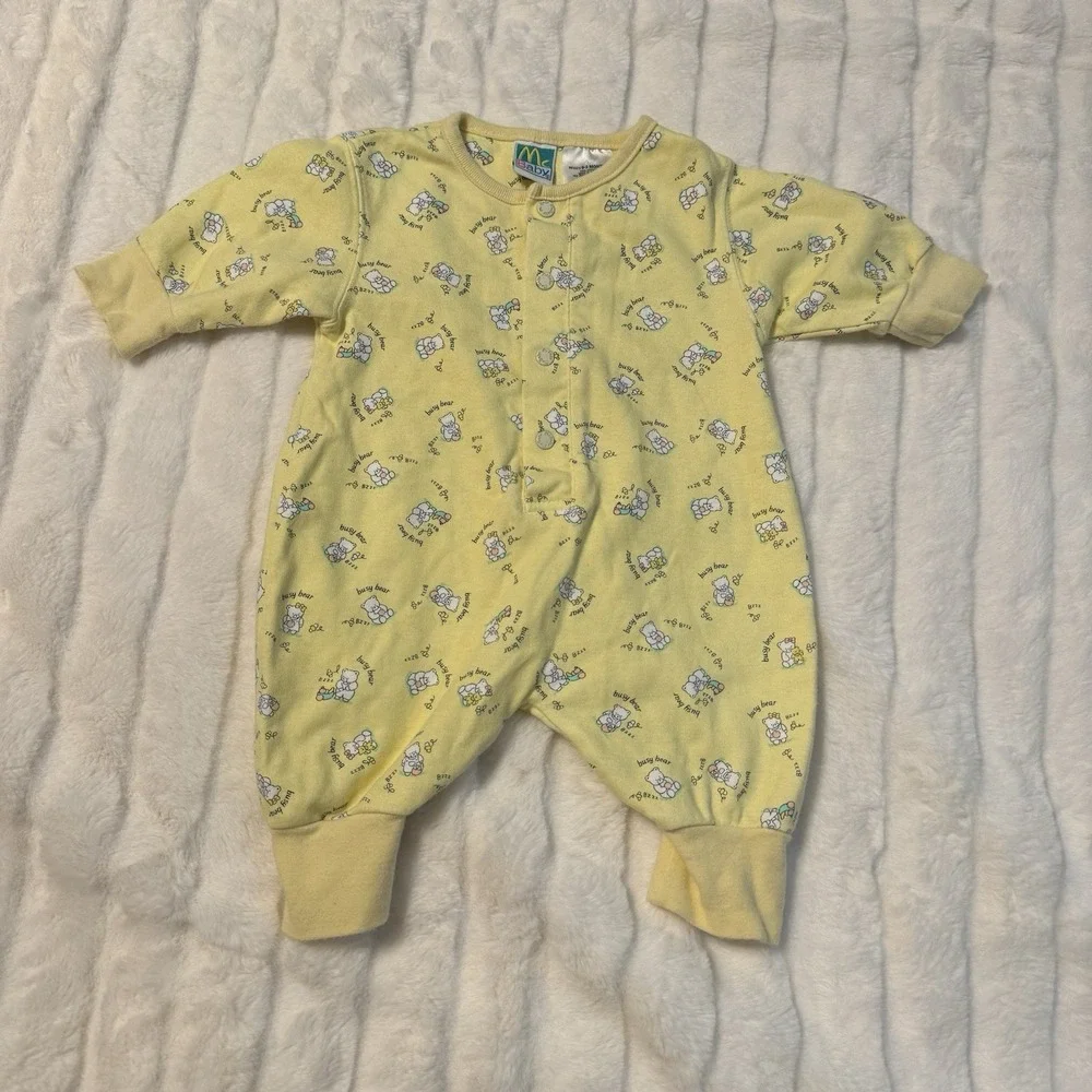 Vintage McBaby Sleepers (2) Size 0-3 Months Baby‎ Footed Pajamas 1 Piece Pjs